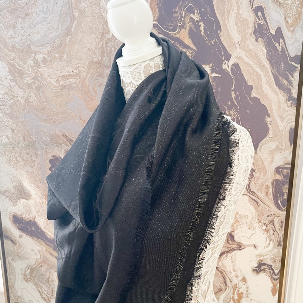 Christian Dior Cannage Metallic Shimmer Shawl Scarf Stole - Picture 8 of 16